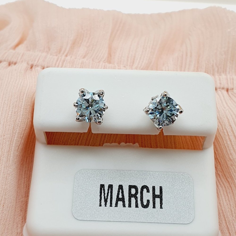 Birthstone S925 Sterling Silver CZ Stud Earrings for Women/Girl, US1925…